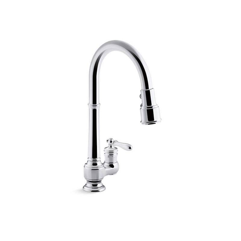 Artifacts® Pull-down kitchen sink faucet with three-function sprayhead-shop