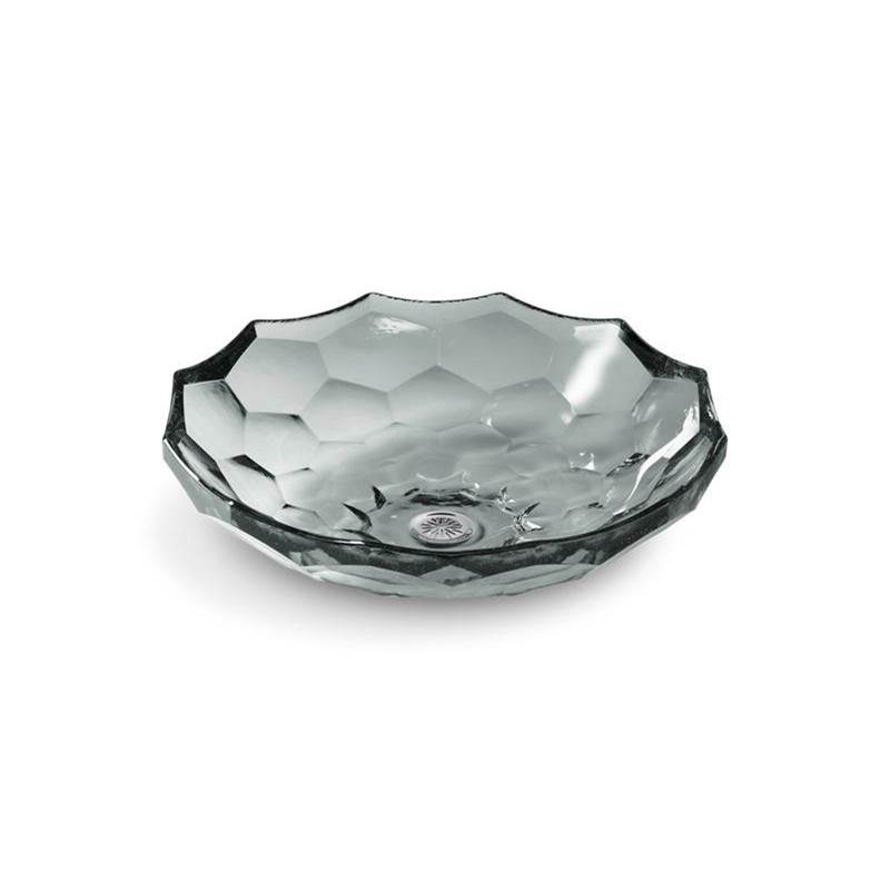 Briolette™ 17-1/2'' round vessel glass bathroom sink, no overflow-related