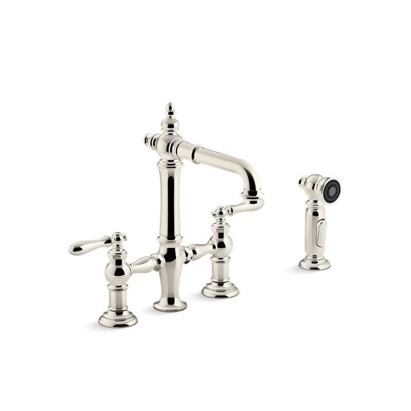 Artifacts® Two-hole bridge bar sink faucet with sidesprayer-shop