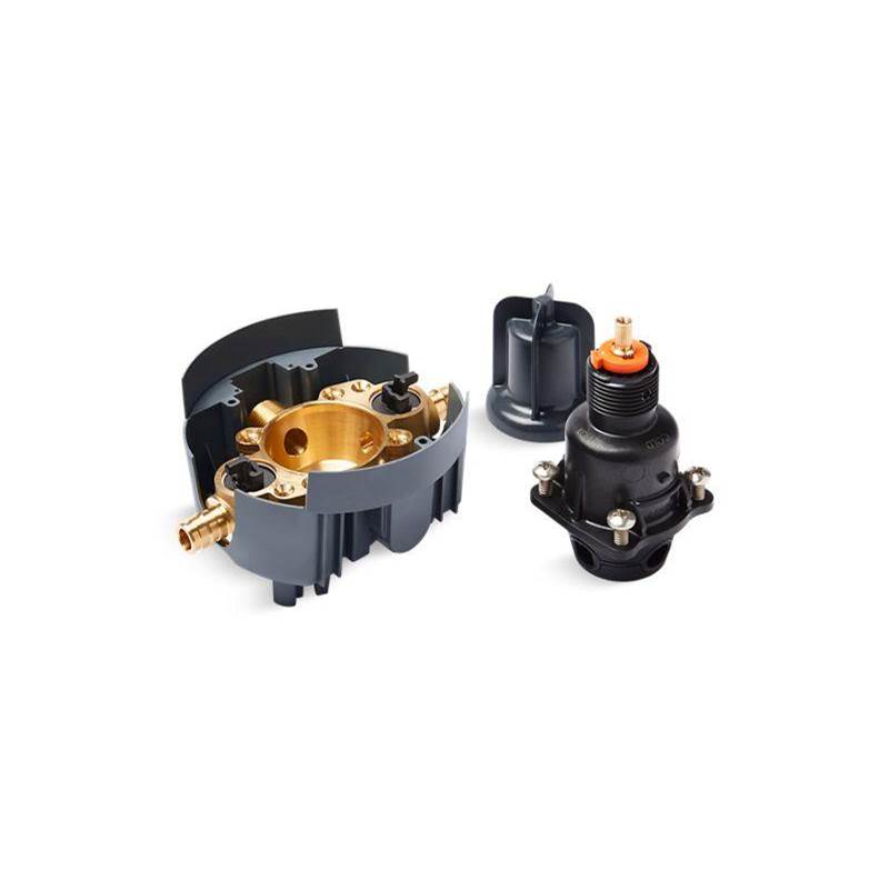 Rite-Temp® Pressure-balancing valve body and cartridge kit with service stops and-shop