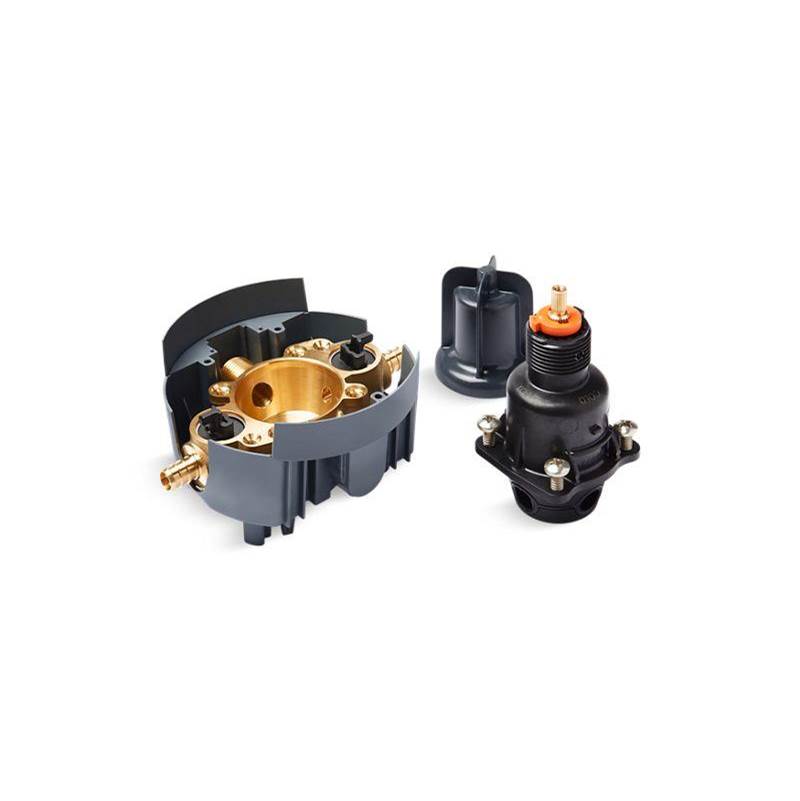 Rite-Temp® Pressure-balancing valve body and cartridge kit with service stops and-shop