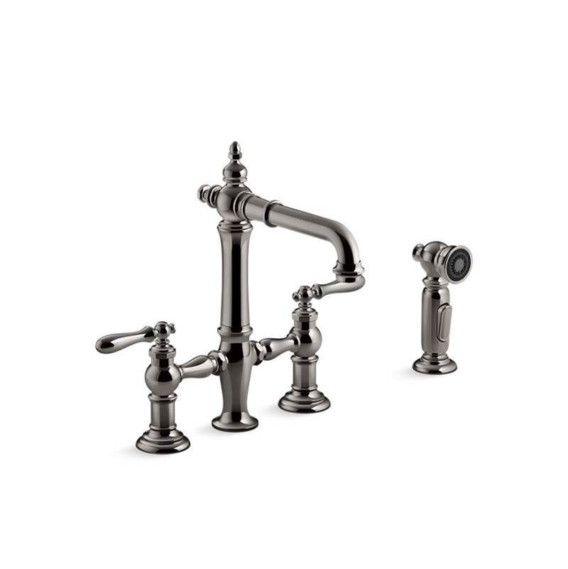 Artifacts® Two-hole bridge bar sink faucet with sidesprayer-shop