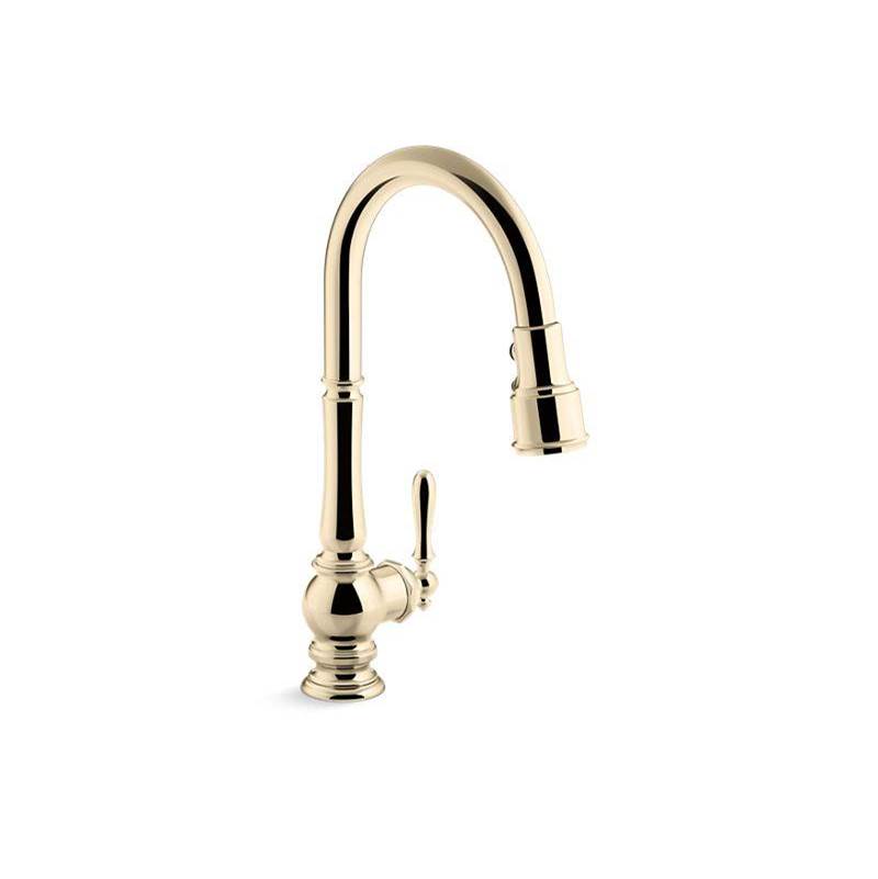 Artifacts® Pull-down kitchen sink faucet with three-function sprayhead-shop