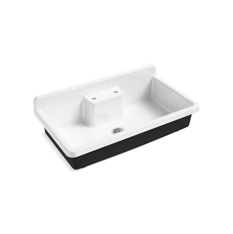 Farmstead® 45'' x 25'' x 9'' top-mount/wall-mount workstation kitchen sink with t-related