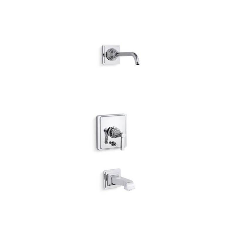 Pinstripe® Pure Rite-Temp® bath and shower trim set with push-button diverter and-related