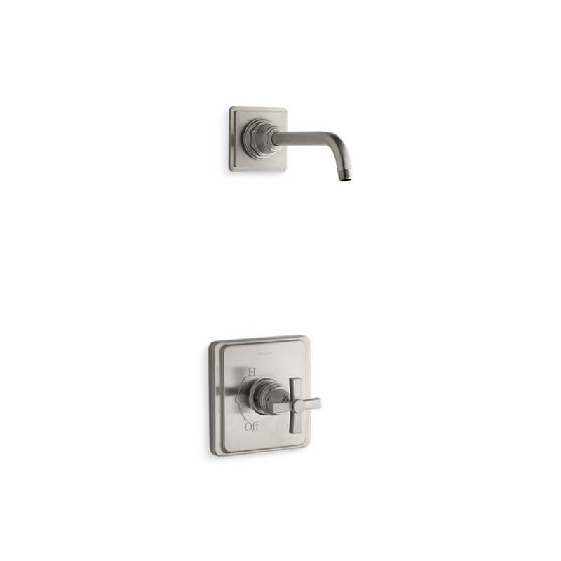 Pinstripe® Pure Rite-Temp® shower trim set with cross handle, less showerhead-shop