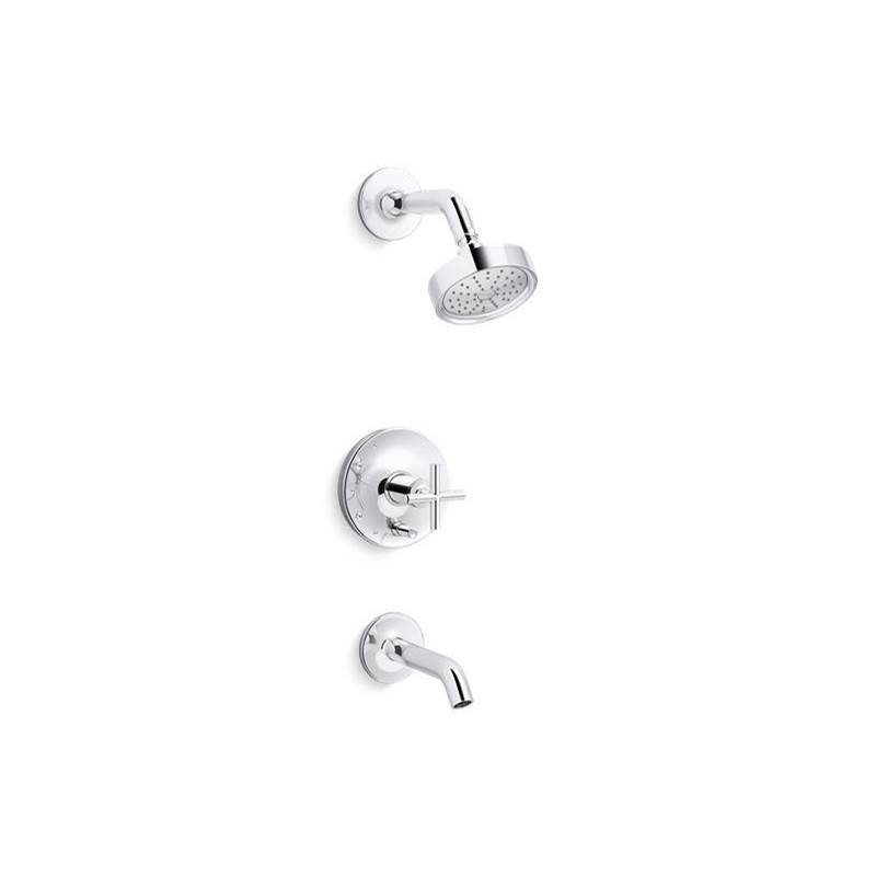 Purist® Rite-Temp® bath and shower trim with cross handle and 1.75 gpm showerhead-shop