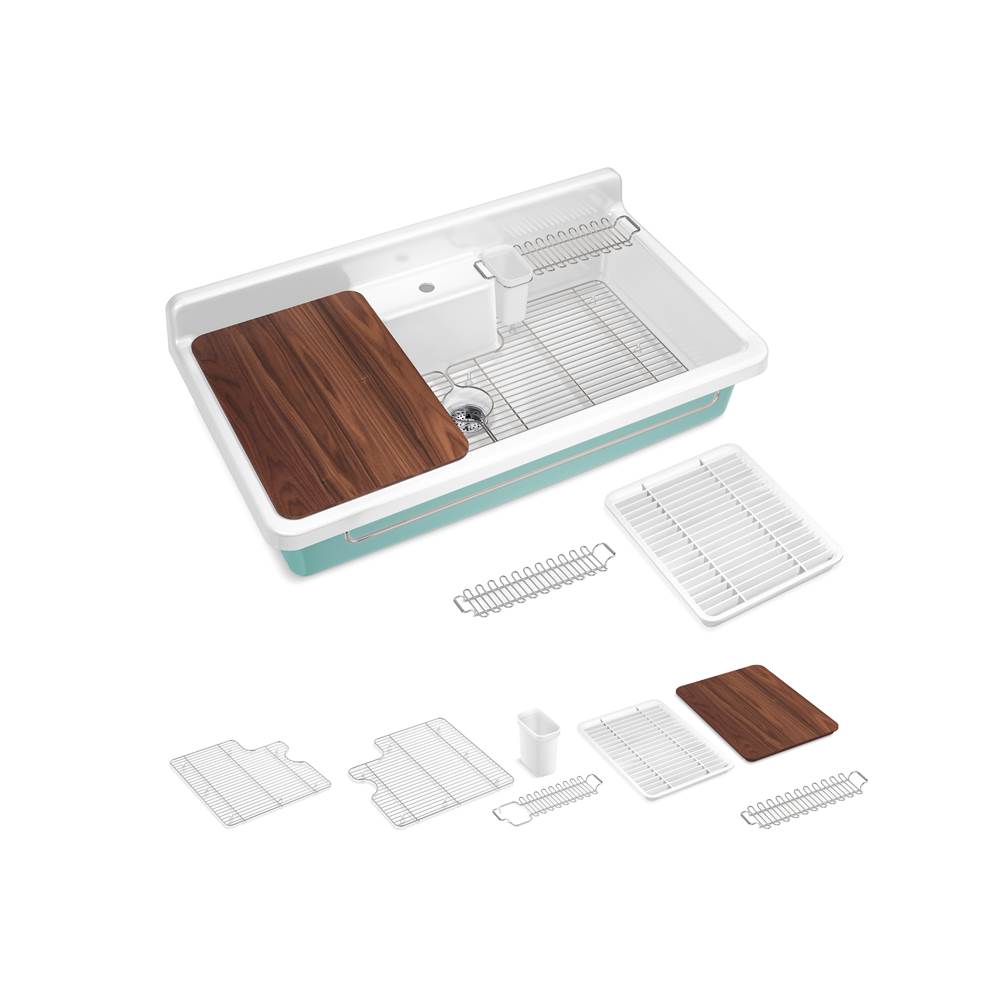 Farmstead 45 in. Top-/Wall-Mount Single-Bowl Workstation Farmhouse Kitchen Sink-shop