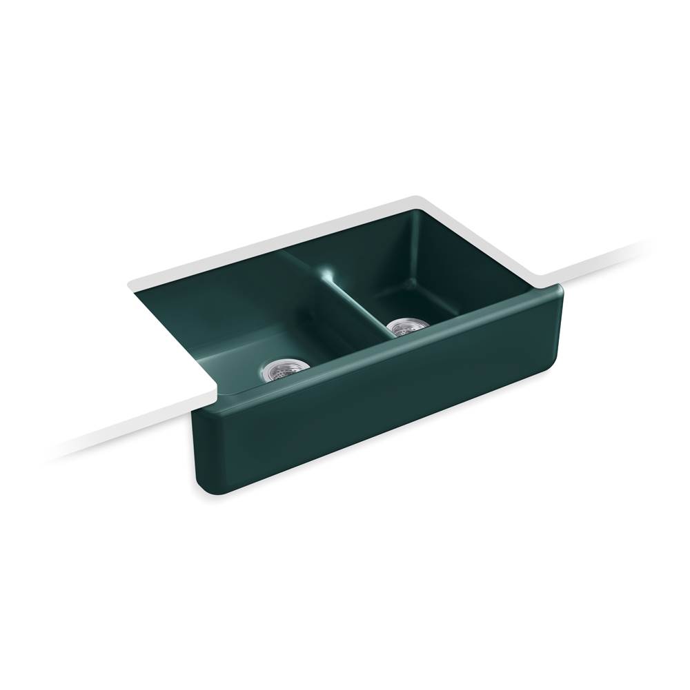 Whitehaven Smart Divide 35-3/4 in. Undermount Double-Bowl Farmhouse Kitchen Sink-shop