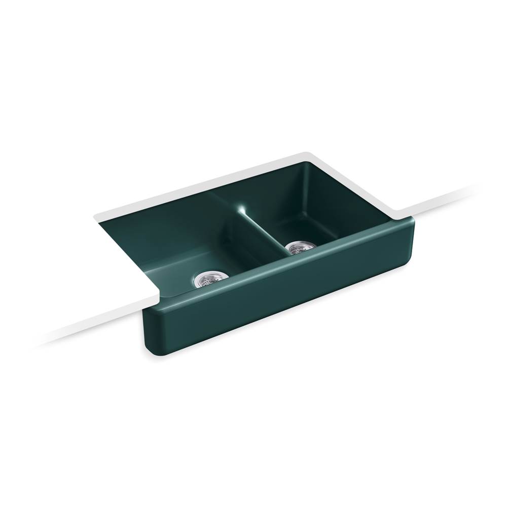 Whitehaven Smart Divide 35-1/2 in. Undermount Double-Bowl Farmhouse Kitchen Sink -related