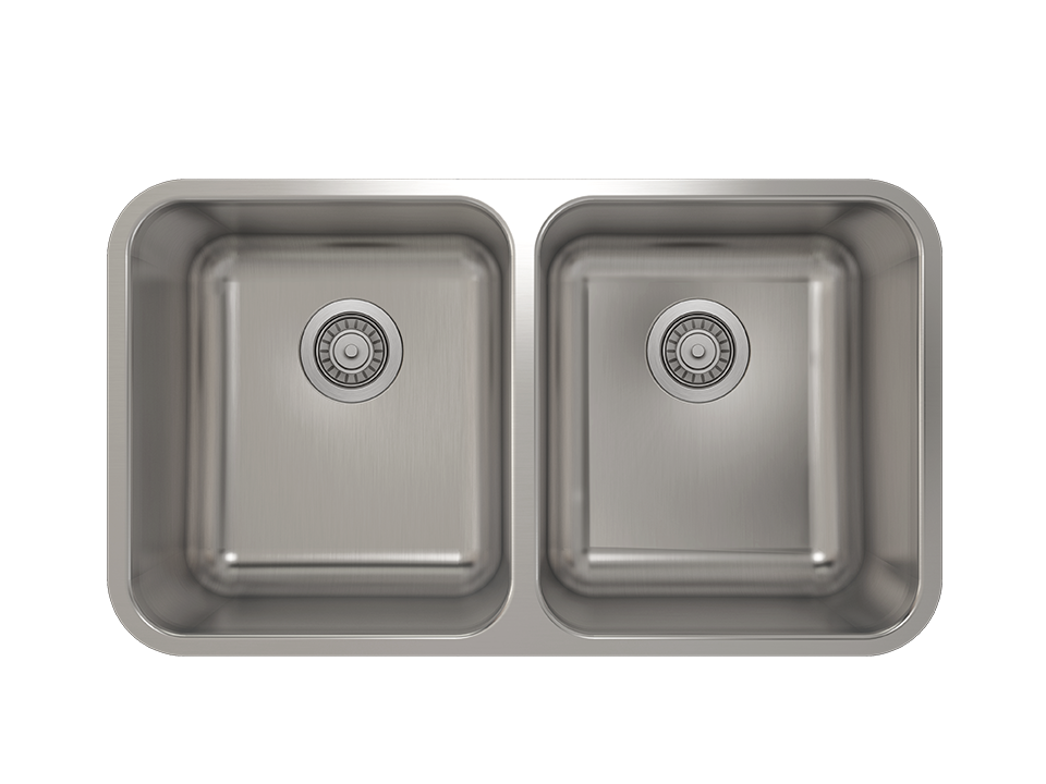 50/50 Double Bowl Undermount Kitchen Sink ProInox E200 18-gauge Stainless Steel, 28'' X 16'' X 9''  IE200-UE-30179-1-large