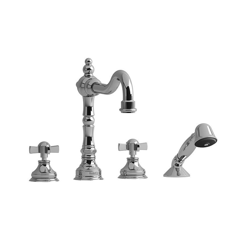 RETRO - RT12X 4-PIECE DECK-MOUNT TUB FILLER WITH HAND SHOWER-related