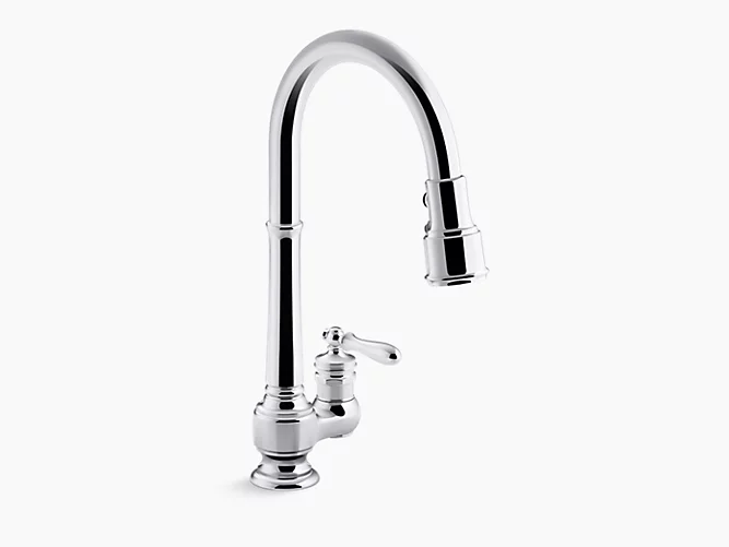 Artifacts®single-hole kitchen sink faucet with 17-5/8" pull-down spout, DockNetik® magnetic docking system, and 3-function sprayhead featuring Sweep® and BerrySoft® spray K-99260-CP-related