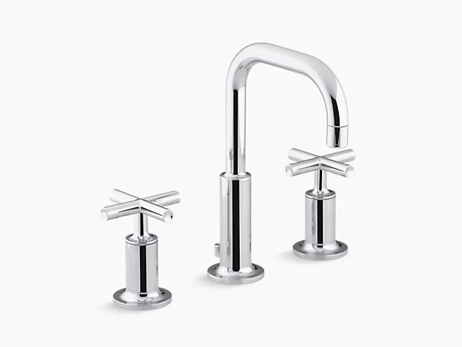 Purist®Widespread bathroom sink faucet with low cross handles and low gooseneck spout K-14406-3-CP-related