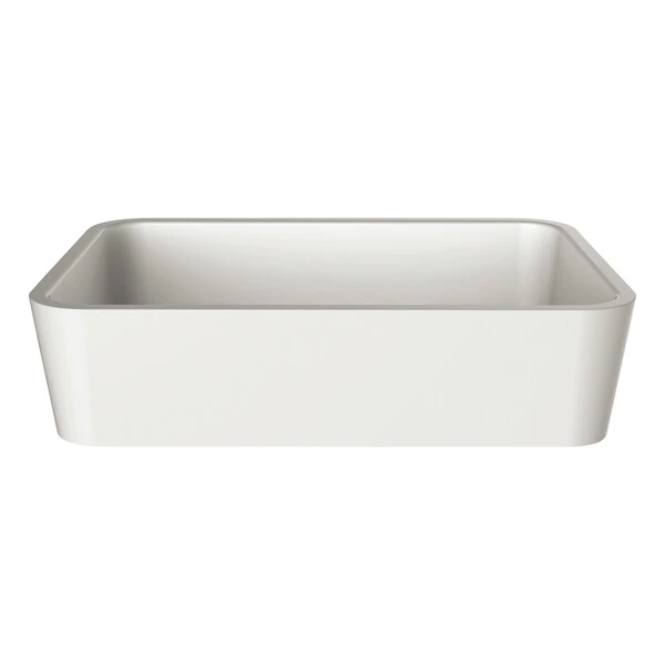 Edge 45 Rounded Rectangle 17-3/4 Inch Vessel Lavatory Sink In Volcanic Limestone™ Without Internal Overflow - Gloss White | Model Number: VB-EDG-45-NO-0