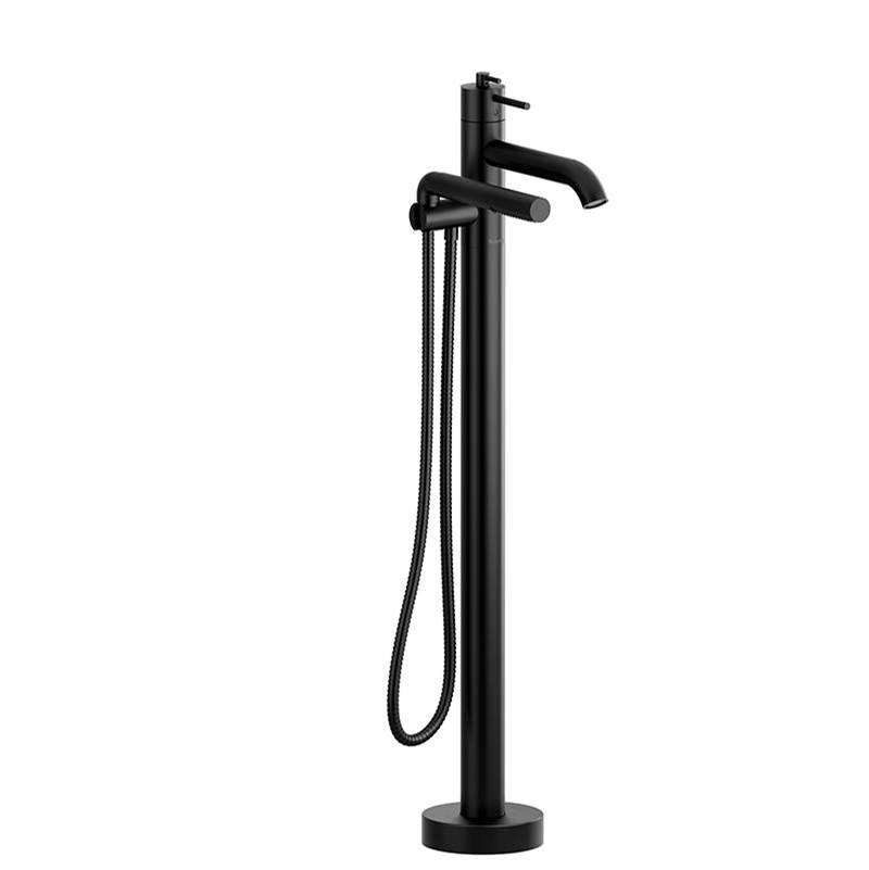 2-way Type T (thermostatic) coaxial floor-mount tub filler with hand shower-related