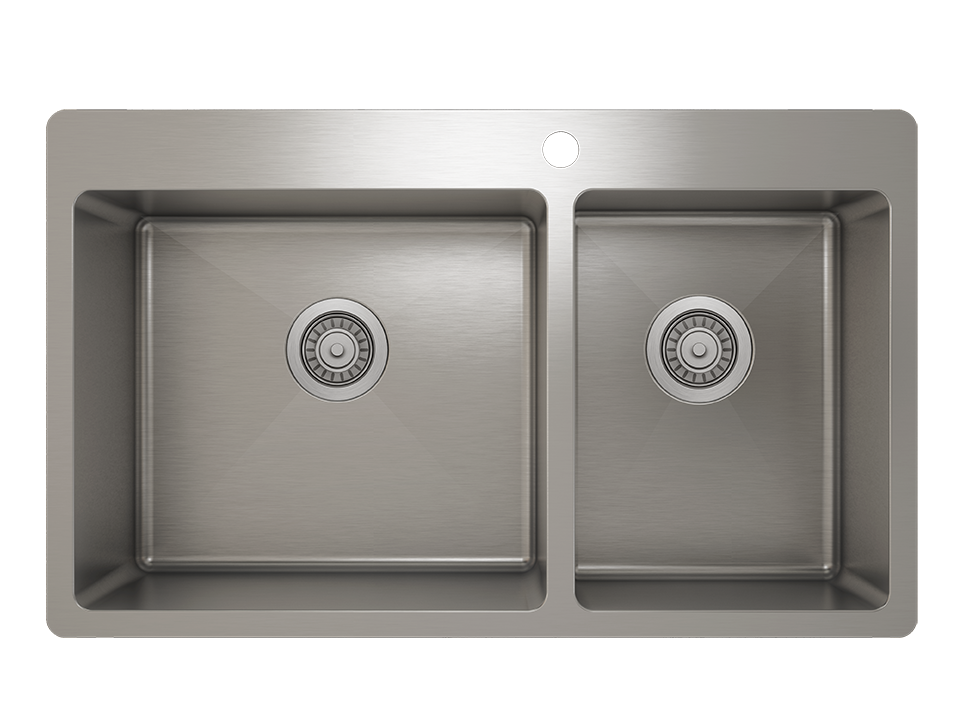 60/40 Double Bowl Topmount Kitchen Sink ProInox H75 18-gauge Stainless Steel, 30'' X 16''  IH75-TR-33209-related
