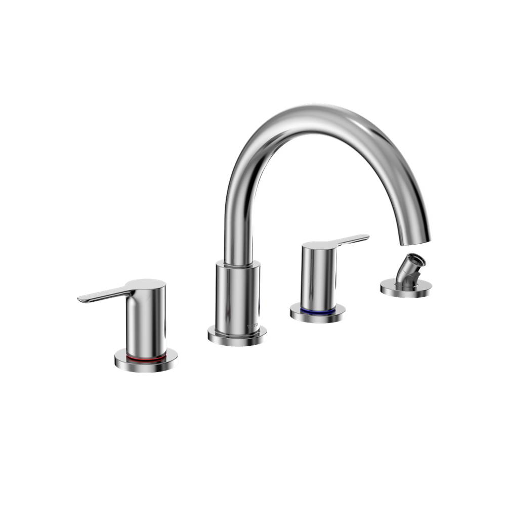 TOTO LB Two-Handle Deck-Mount Roman Tub Filler Trim with Handshower, Polished Chr-shop