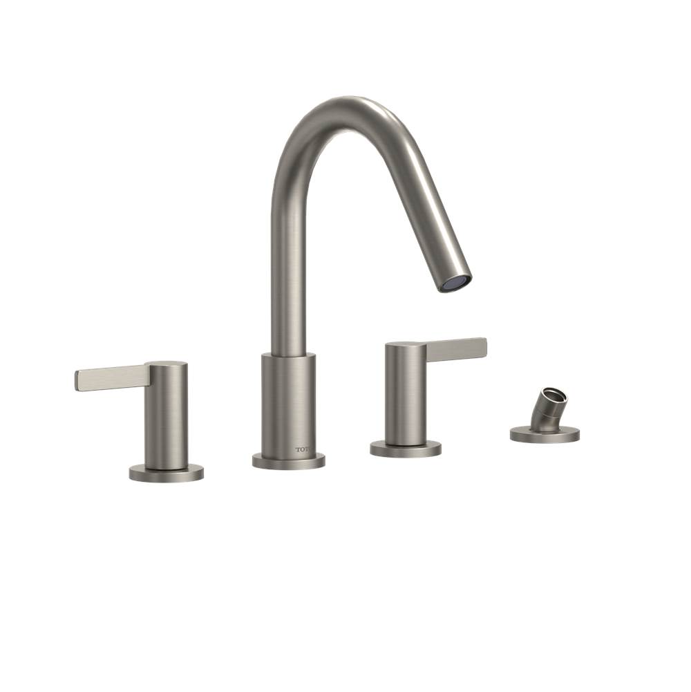 TOTO GF Two Lever Handle Deck-Mount Roman Tub Filler Trim with Handshower, Brushe-related