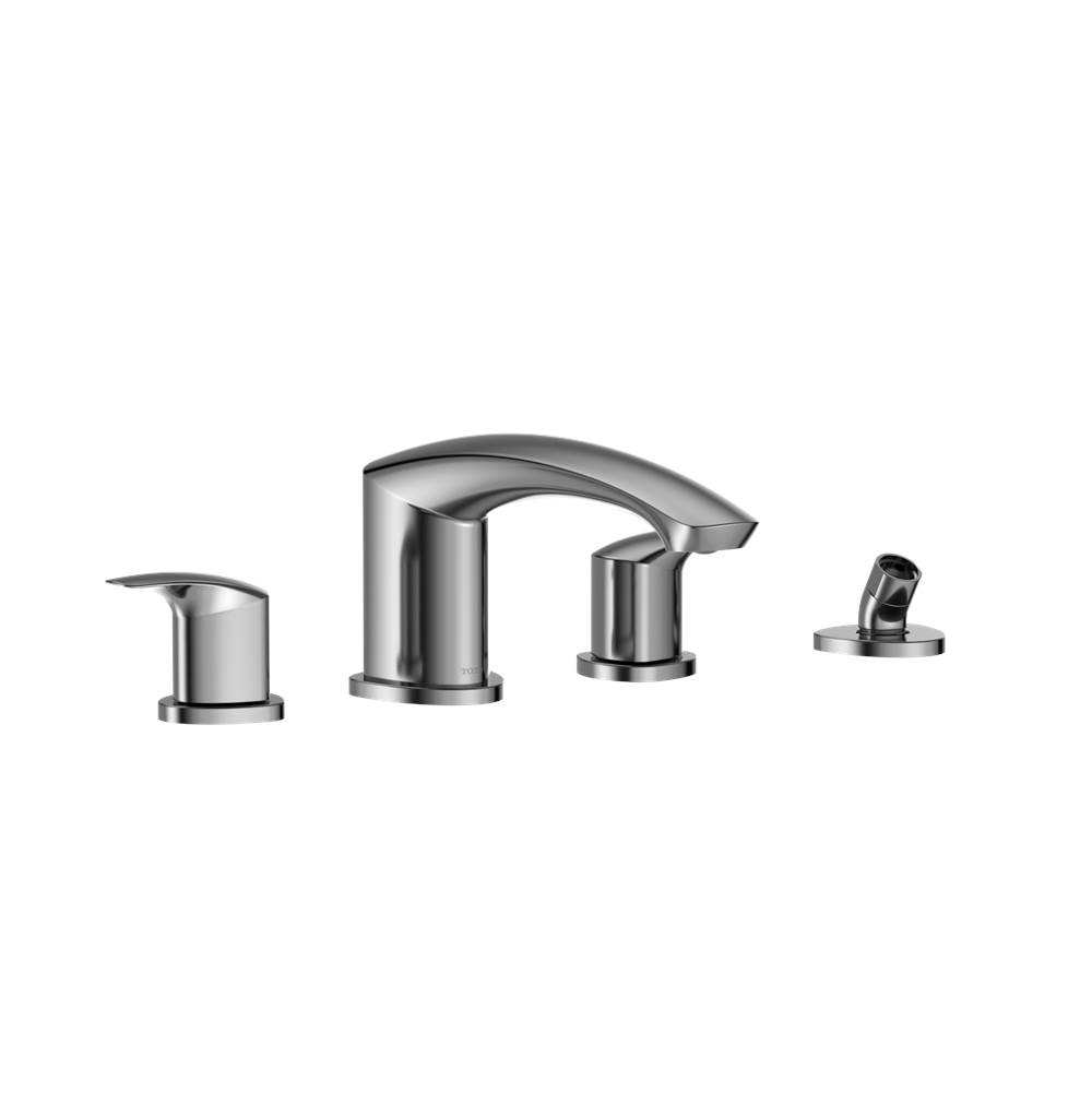 TOTO GM Two-Handle Deck-Mount Roman Tub Filler Trim with Handshower, Polished Chr-related