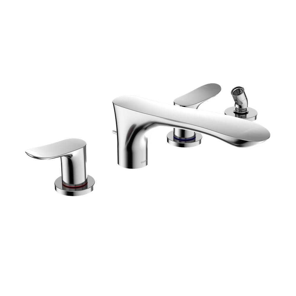 TOTO GO Two-Handle Deck-Mount Roman Tub Filler Trim with Handshower, Polished Chr-related