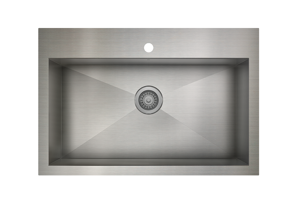 Single Bowl topmount Kitchen Sink ProInox H0 18-gauge Stainless Steel 30'' X 16'' X 9''  IH0-DS-33229-product-view