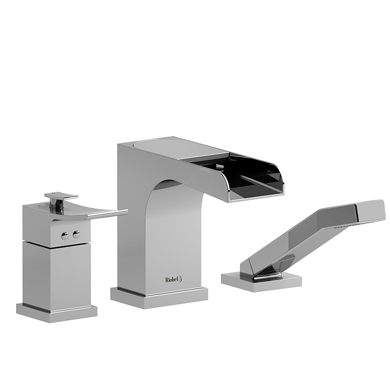 ZENDO - ZOOP17 3-PIECE TYPE T/P (THERMO/PRESSURE BALANCE) COAXIAL DECK-MOUNT OPEN SPOUT TUB FILLER W/ HAND SHOWER-related