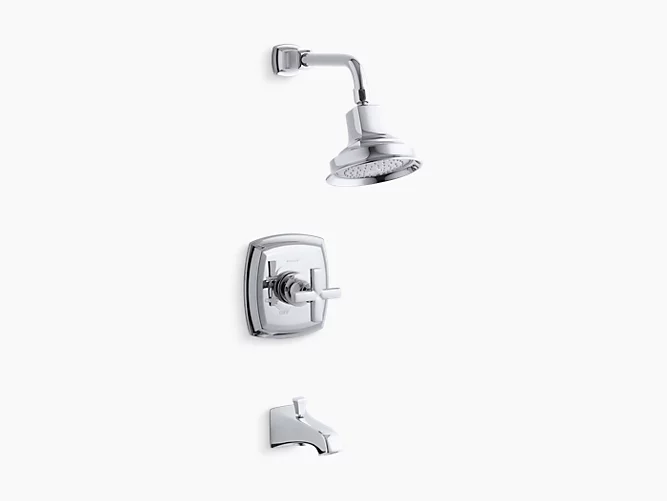 Margaux®Rite-Temp® bath and shower trim set with cross handle and NPT spout, valve not included K-TS16225-3-CP-related