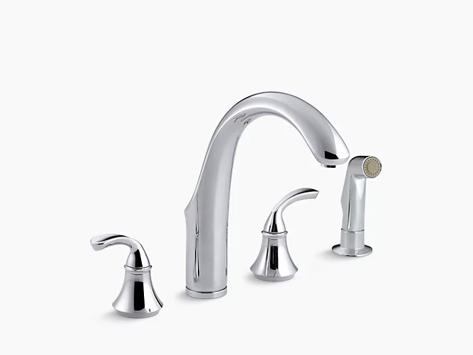 Forté®4-hole kitchen sink faucet with 7-3/4" spout, matching finish sidespray K-10445-CP-related