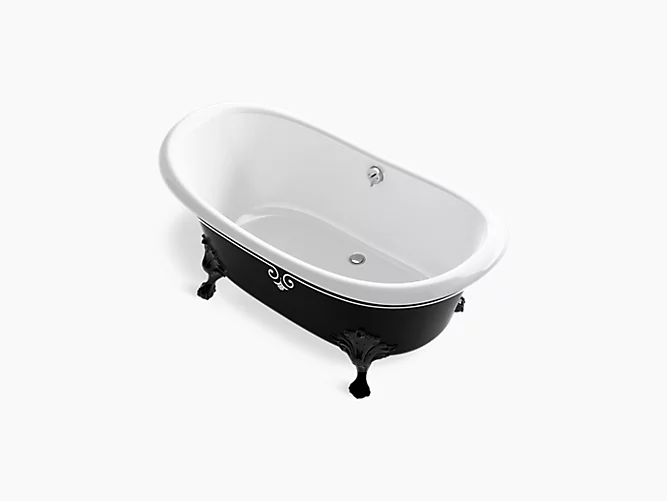 Artifacts™66-1/8" x 32-1/2" freestanding bath with Iron Black exterior and decorative border K-21000-P5D-0-related
