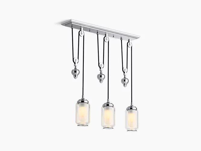 Three-light adjustable linear chandelier-related
