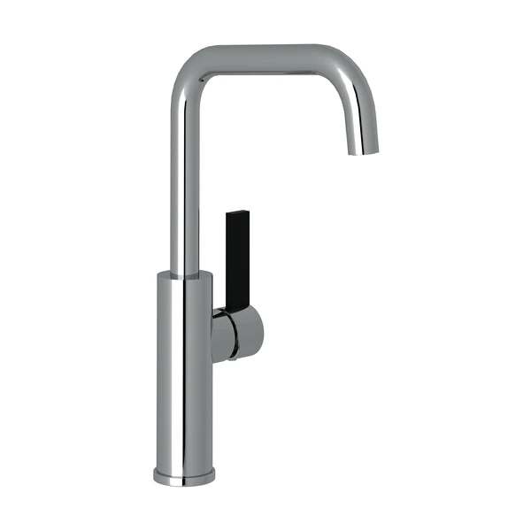 Tuario Bar And Food Prep Faucet - U Spout - Polished Chrome With Matte Black Accents With Lever Handle | Model Number: TR61D1LBAPC-main