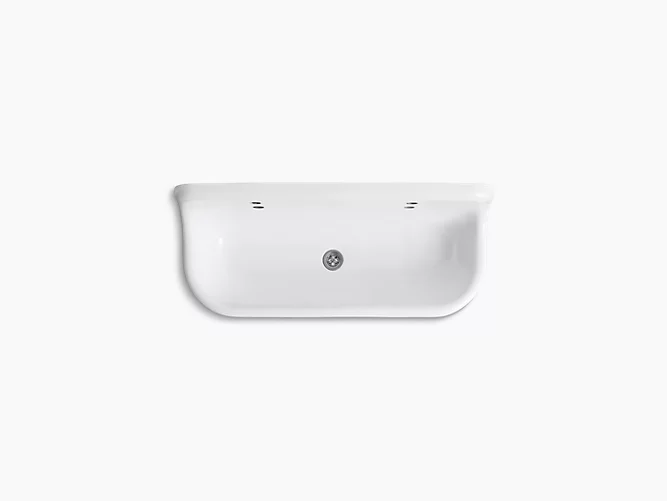 4' wall-mounted wash sink with 2 faucet holes-related