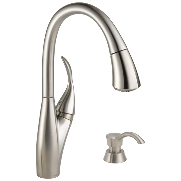 Single Handle Pull-Down Kitchen Faucet With MagnaTite And Soap Dispenser In Spotshield Stainless MODEL#: 19932Z-SPSD-DST-related