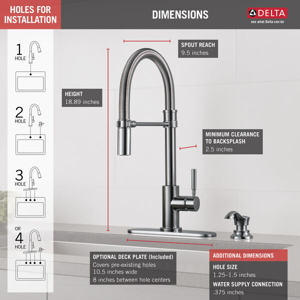 Trask™ Commercial Single-Handle Pull-Down Kitchen Faucet In Arctic Stainless MODEL#: 18933-ARSD-DST-0-large