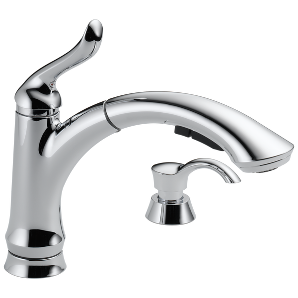 Linden™ Single Handle Pull-Out Kitchen Faucet With Soap Dispenser In Chrome MODEL#: 4353-SD-DST-product-view