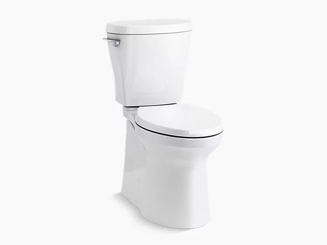 Two-piece elongated 1.28 gpf toilet with ContinuousClean, skirted trapway, Revolution 360® swirl flushing technology and left-hand trip lever, seat not included-main