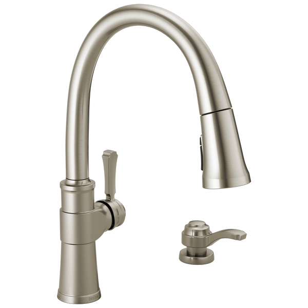 Spargo™ Single Handle Pull-Down Kitchen Faucet With Soap Dispenser And ShieldSpray® Technology In Spotshield Stainless MODEL#: 19964Z-SPSD-DST-related