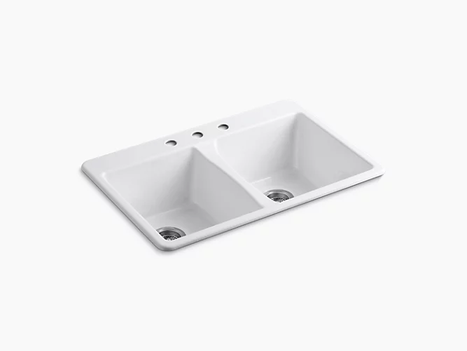 Deerfield®33" x 22" x 9-5/8" top-mount double-equal bowl kitchen sink K-5873-3-0-main