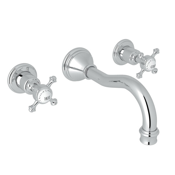 Georgian Era Wall Mount Widespread Bathroom Faucet - Polished Chrome with Cross Handle | Model Number: U.3794X-APC/TO-2-related