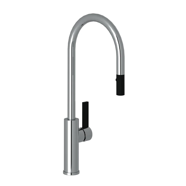 Tuario Pulldown Faucet - C Spout - Polished Chrome With Matte Black Accents With Lever Handle | Model Number: TR55D1LBAPC-related