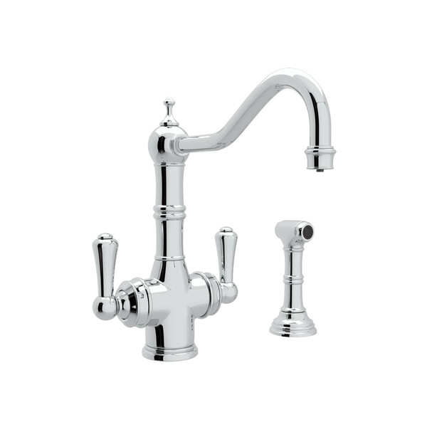 Edwardian Filtration 2-Lever Kitchen Faucet with Sidespray - Polished Chrome with Metal Lever Handle | Model Number: U.1570LS-APC-2-related