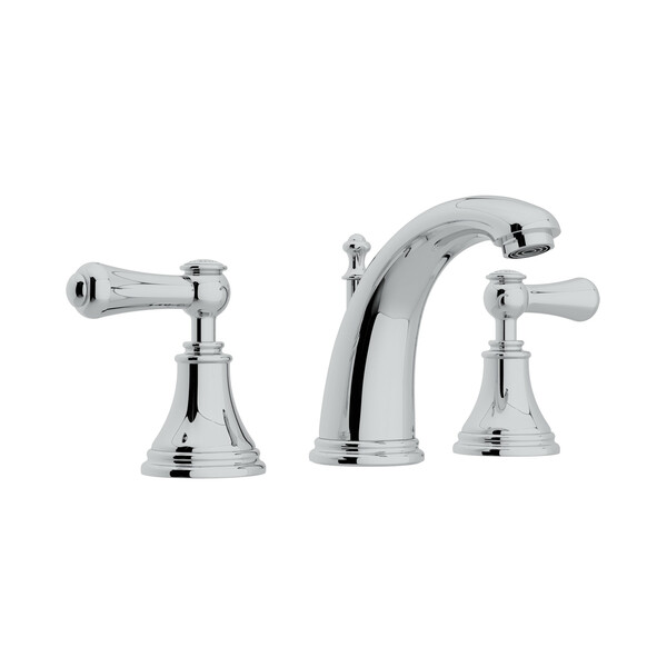 Georgian Era High Neck Widespread Bathroom Faucet - Polished Chrome with White Porcelain Lever Handle | Model Number: U.3712LSP-APC-2-related