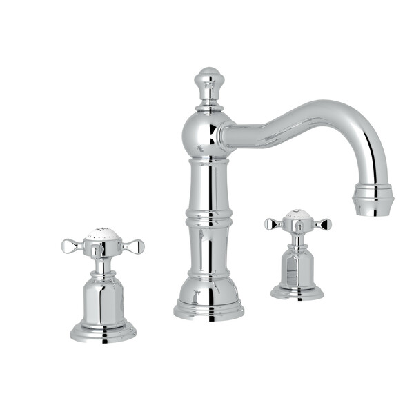 Edwardian Column Spout Widespread Bathroom Faucet - Polished Chrome with Cross Handle | Model Number: U.3721X-APC-2-related