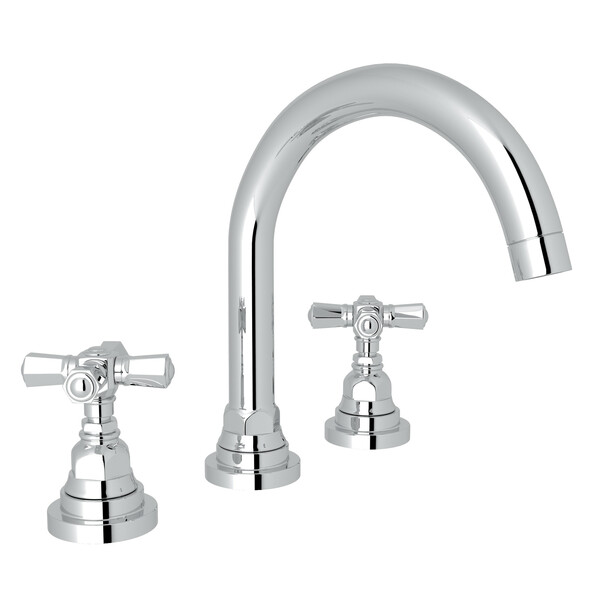 San Giovanni C-Spout Widespread Bathroom Faucet - Polished Chrome with Cross Handle | Model Number: A2328XMAPC-2-product-view