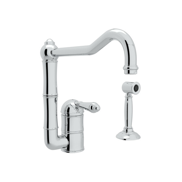 Acqui Single Hole Column Spout Kitchen Faucet with Sidespray - Polished Chrome with Metal Lever Handle | Model Number: A3608LMWSAPC-2-related