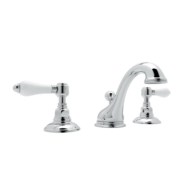 Viaggio C-Spout Widespread Bathroom Faucet - Polished Chrome with White Porcelain Lever Handle | Model Number: A1408LPAPC-2-related