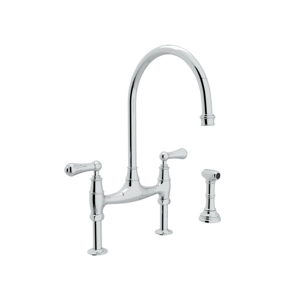 Georgian Era Bridge Kitchen Faucet with Sidespray - Polished Chrome with Metal Lever Handle | Model Number: U.4719L-APC-2-related