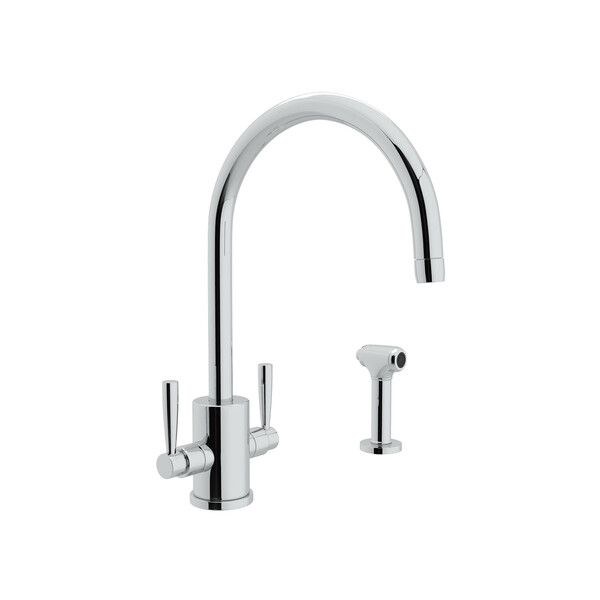 Holborn Single Hole C Spout Kitchen Faucet with Round Body and Sidespray - Polished Chrome with Metal Lever Handle | Model Number: U.4312LS-APC-2-related