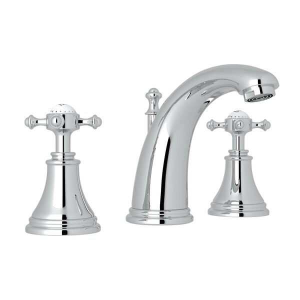 Georgian Era High Neck Widespread Bathroom Faucet - Polished Chrome with Cross Handle | Model Number: U.3713X-APC-2-main